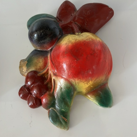 Vintage MCM Chalkware Wall Art Plaques Of Fruit - Picture 5 of 12